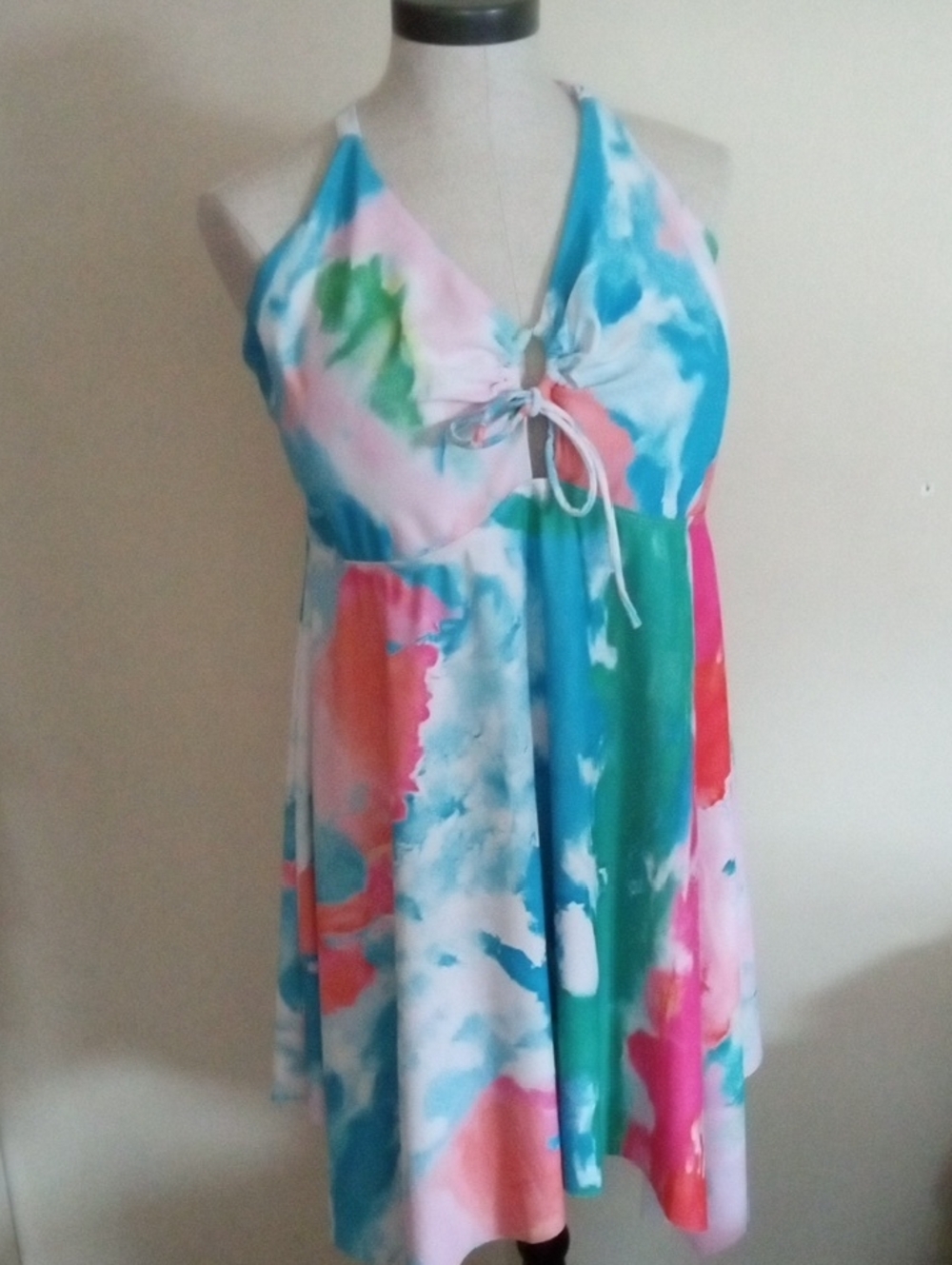 Hanna Nikole Colorful Tye Died Boho One-Piece Swimdress